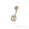 316L SURGICAL STEEL MULTI CZ FLOWER ROUND CZ DANGLE CZ BELLY BUTTON NAVEL RING 